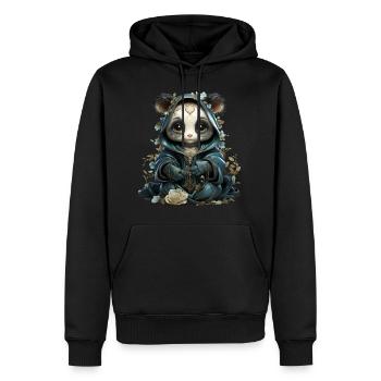 Pandafee die mystische, orientalische Panda-Bärin - Männer Premium Bio Hoodie - Schwarz - Vorne - Nico (187cm)