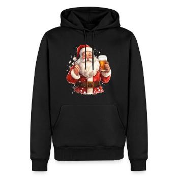 Père Noël Bière Noël Cheers Humour Drôle - Sweat à capuche Premium bio Homme - noir - Devant - Nico (187cm)