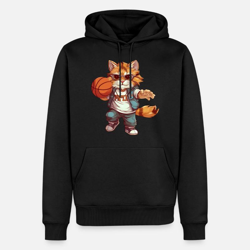 Chat de basket-ball cool - Sweat à capuche Premium bio Homme - noir