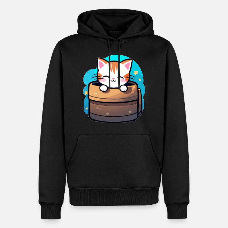 Chat mignon dans le panier - Sweat à capuche Premium bio Homme - noir