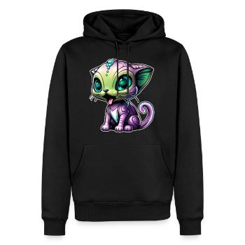 Chat extraterrestre mignon - Sweat à capuche Premium bio Homme - noir - Devant - Nico (187cm)