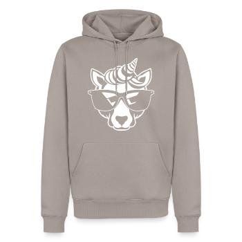 Licornes drôles portant des lunettes de soleil Licorne cool - Sweat à capuche Premium bio Homme - taupe - Devant - Nico (187cm)