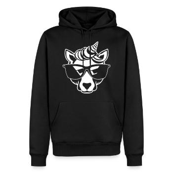 Licornes drôles portant des lunettes de soleil Licorne cool - Sweat à capuche Premium bio Homme - noir - Devant - Nico (187cm)