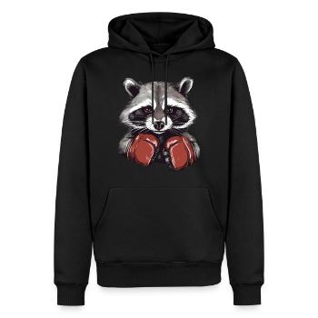 Waschbär boxen - Männer Premium Bio Hoodie - Schwarz - Vorne - Nico (187cm)