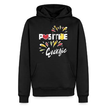 Positive Energie - Optimismus - Positivität - Männer Premium Bio Hoodie - Schwarz - Vorne - Nico (187cm)