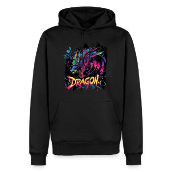 Dragon Fantasy Magic Mysticism Mythology Creature - Men’s Premium Organic Hoodie - black - Front - Nico (187cm)