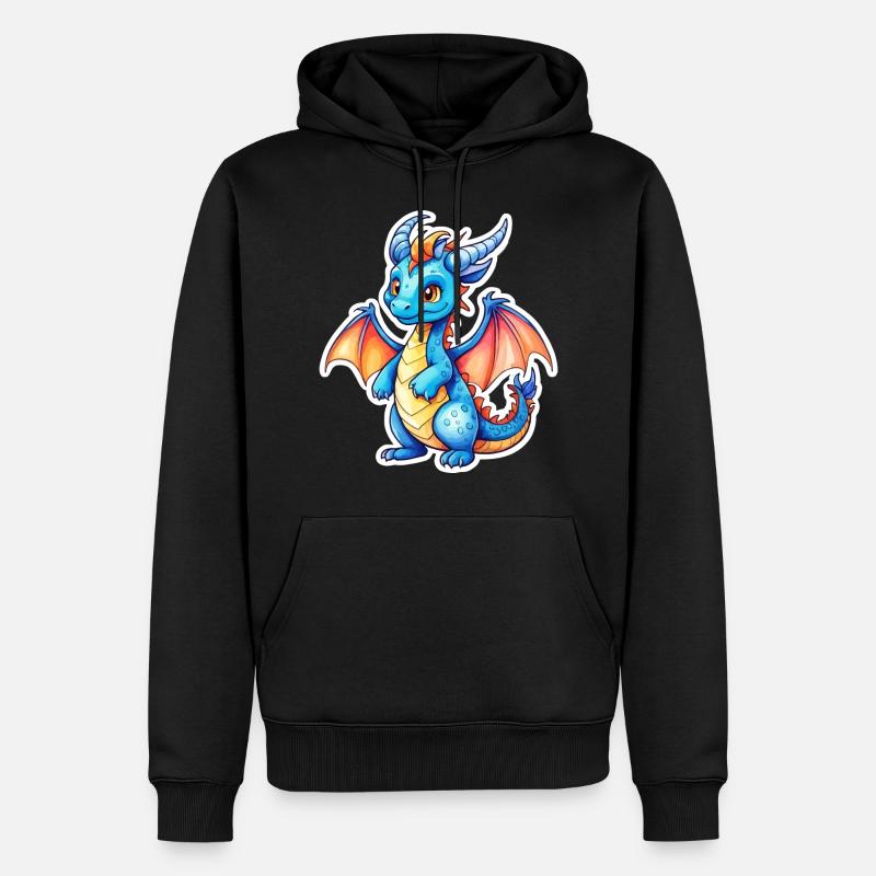 Drache Wasserfarben - Männer Premium Bio Hoodie - Schwarz