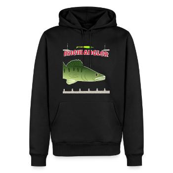 Rheinangler Buhne Zander - Männer Premium Bio Hoodie - Schwarz - Vorne - Nico (187cm)