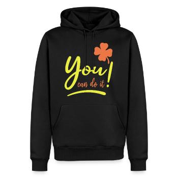 You can do it! - Glücksbringer - Mut machen - Männer Premium Bio Hoodie - Schwarz - Vorne - Nico (187cm)