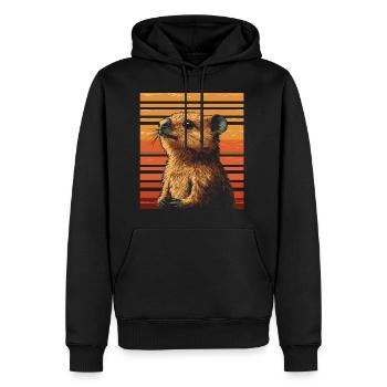 Quokka vintage - Sweat à capuche Premium bio Homme - noir - Devant - Nico (187cm)