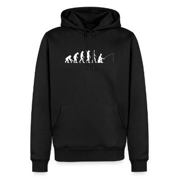 evolution ANGELN FISCHEN FISCH w - Männer Premium Bio Hoodie - Schwarz - Vorne - Nico (187cm)