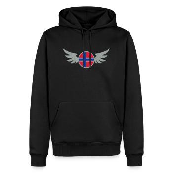 emblème de Football (ailes, Norvège) - Sweat à capuche Premium bio Homme - noir - Devant - Nico (187cm)