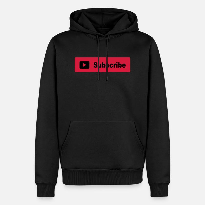 Subscribe Button - Männer Premium Bio Hoodie - Schwarz