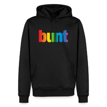 bunt - Männer Premium Bio Hoodie - Schwarz - Vorne - Nico (187cm)