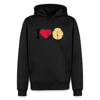 i love ass herz liebe logo rund nackte frau sexy a - Männer Premium Bio Hoodie - Schwarz - Vorne - Nico (187cm)