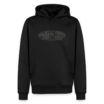 205 vintage stamp - Sweat à capuche Premium bio Homme - noir - Devant - Nico (187cm)