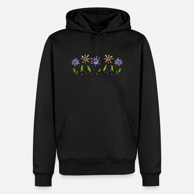 Fleur - Sweat à capuche Premium bio Homme - noir