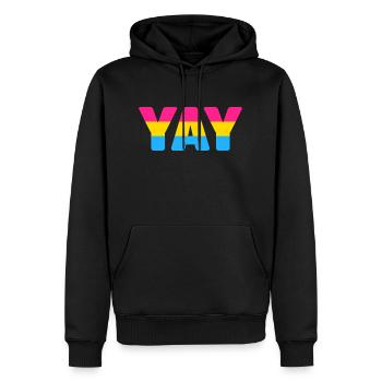 Pansexuell YAY - Männer Premium Bio Hoodie - Schwarz - Vorne - Nico (187cm)
