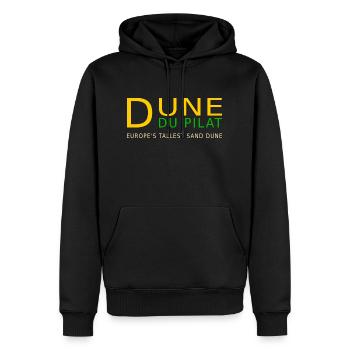 Dune du Pilat, gelb, Englisch - Männer Premium Bio Hoodie - Schwarz - Vorne - Nico (187cm)