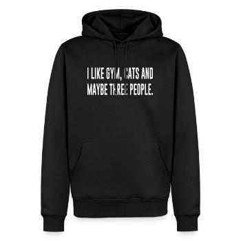 Cat drôle disant Gym Humour - Sweat à capuche Premium bio Homme - noir - Devant - Nico (187cm)