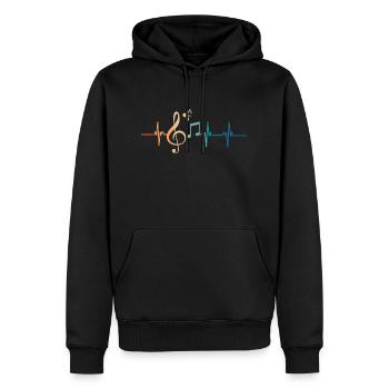 Herzschlag-Musik - Männer Premium Bio Hoodie - Schwarz - Vorne - Nico (187cm)