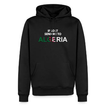 if lost send me to Algeria-cadeau Algérie - Sweat à capuche Premium bio Homme - noir - Devant - Nico (187cm)
