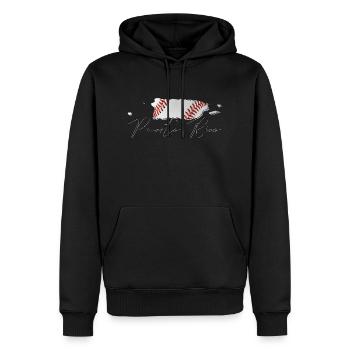 Porto Rico (États-Unis) | Vrai baseball | Carte S - Sweat à capuche Premium bio Homme - noir - Devant - Nico (187cm)