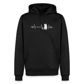 Battement de cœur chat - Sweat à capuche Premium bio Homme - noir - Devant - Nico (187cm)