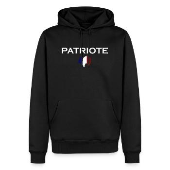Patriote - Sweat à capuche Premium bio Homme - noir - Devant - Nico (187cm)