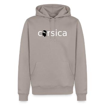 corsica ile Magiquee - Männer Premium Bio Hoodie - Taupe - Vorne - Nico (187cm)