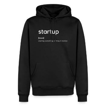 Startup - Männer Premium Bio Hoodie - Schwarz - Vorne - Nico (187cm)