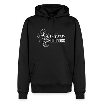 AMERICAN BULLDOGGE HUNDEN LIEBE BULLDOGGEN MOTIVE - Männer Premium Bio Hoodie - Schwarz - Vorne - Nico (187cm)