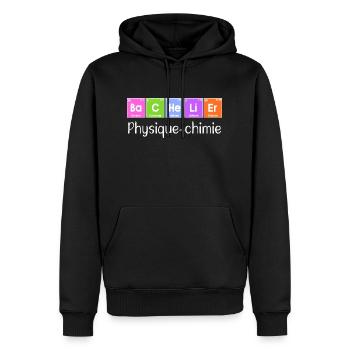 Cadeau bachelier BAC 2023 Bachelière 2023 physique - Sweat à capuche Premium bio Homme - noir - Devant - Nico (187cm)