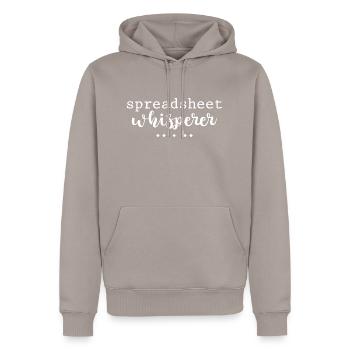 Spreadsheet Whisperer 2 - Men’s Premium Organic Hoodie - taupe - Front - Nico (187cm)