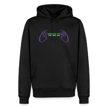 Gamers don´t die - Männer Premium Bio Hoodie - Schwarz - Vorne - Nico (187cm)