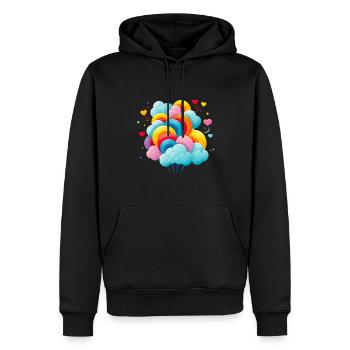 bunte Zuckerwatte Wolken - Männer Premium Bio Hoodie - Schwarz - Vorne - Nico (187cm)