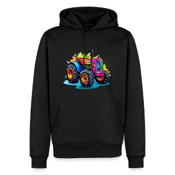 Traktor in bunten Farben - Männer Premium Bio Hoodie - Schwarz - Vorne - Nico (187cm)