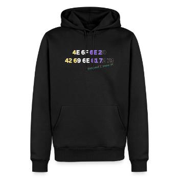 Non Binary Hexi - Men’s Premium Organic Hoodie - black - Front - Nico (187cm)