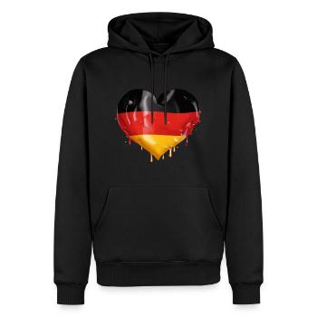 DEUTSCHLAND HERZ DEUTSCHLANDFLAGGE DEUTSCHLAND - Männer Premium Bio Hoodie - Schwarz - Vorne - Nico (187cm)