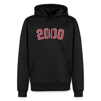 Année de naissance sport 2000 - Sweat à capuche Premium bio Homme - noir - Devant - Nico (187cm)