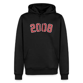 Année de naissance sport 2008 - Sweat à capuche Premium bio Homme - noir - Devant - Nico (187cm)