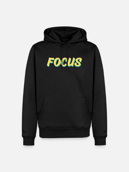 Large Focus - Sweat à capuche Premium bio Homme - noir