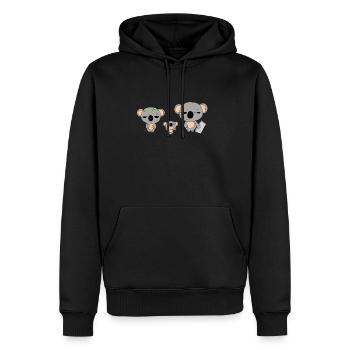 La vie parentale des koalas - Sweat à capuche Premium bio Homme - noir - Devant - Nico (187cm)