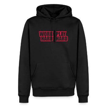 work_hard_play_hard_rp2 - Sweat à capuche Premium bio Homme - noir - Devant - Nico (187cm)