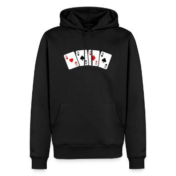 Cartes de poker - Cartes de jeu de casino - Sweat à capuche Premium bio Homme - noir - Devant - Nico (187cm)