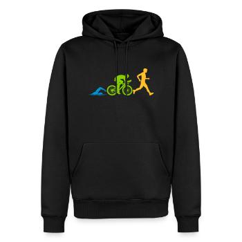 Sport Triathlon Wettkampf - Männer Premium Bio Hoodie - Schwarz - Vorne - Nico (187cm)