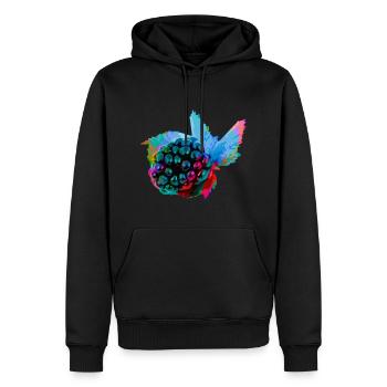 brombeere,blau,pop-art,blau,malerei,pink,graffiti - Männer Premium Bio Hoodie - Schwarz - Vorne - Nico (187cm)