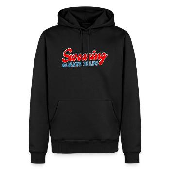 Swearing Always Helps 13 - Männer Premium Bio Hoodie - Schwarz - Vorne - Nico (187cm)