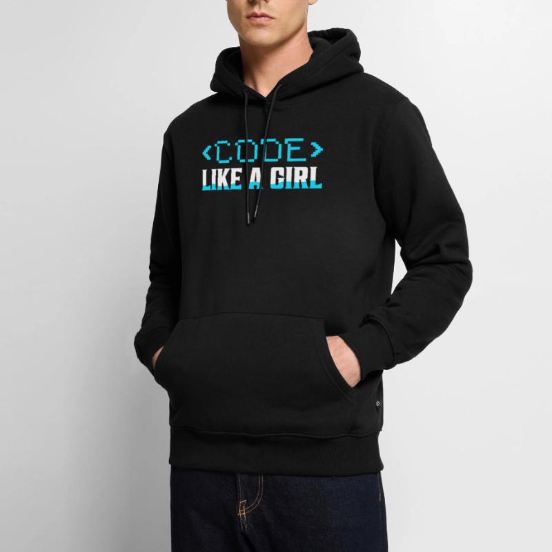 Code Like A Girl Coding Programmer Männer Premium Bio Hoodie