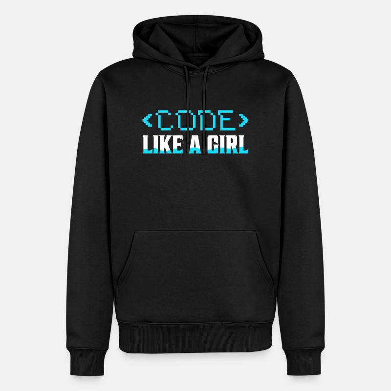 Code Like A Girl Coding Programmer - Männer Premium Bio Hoodie - Schwarz